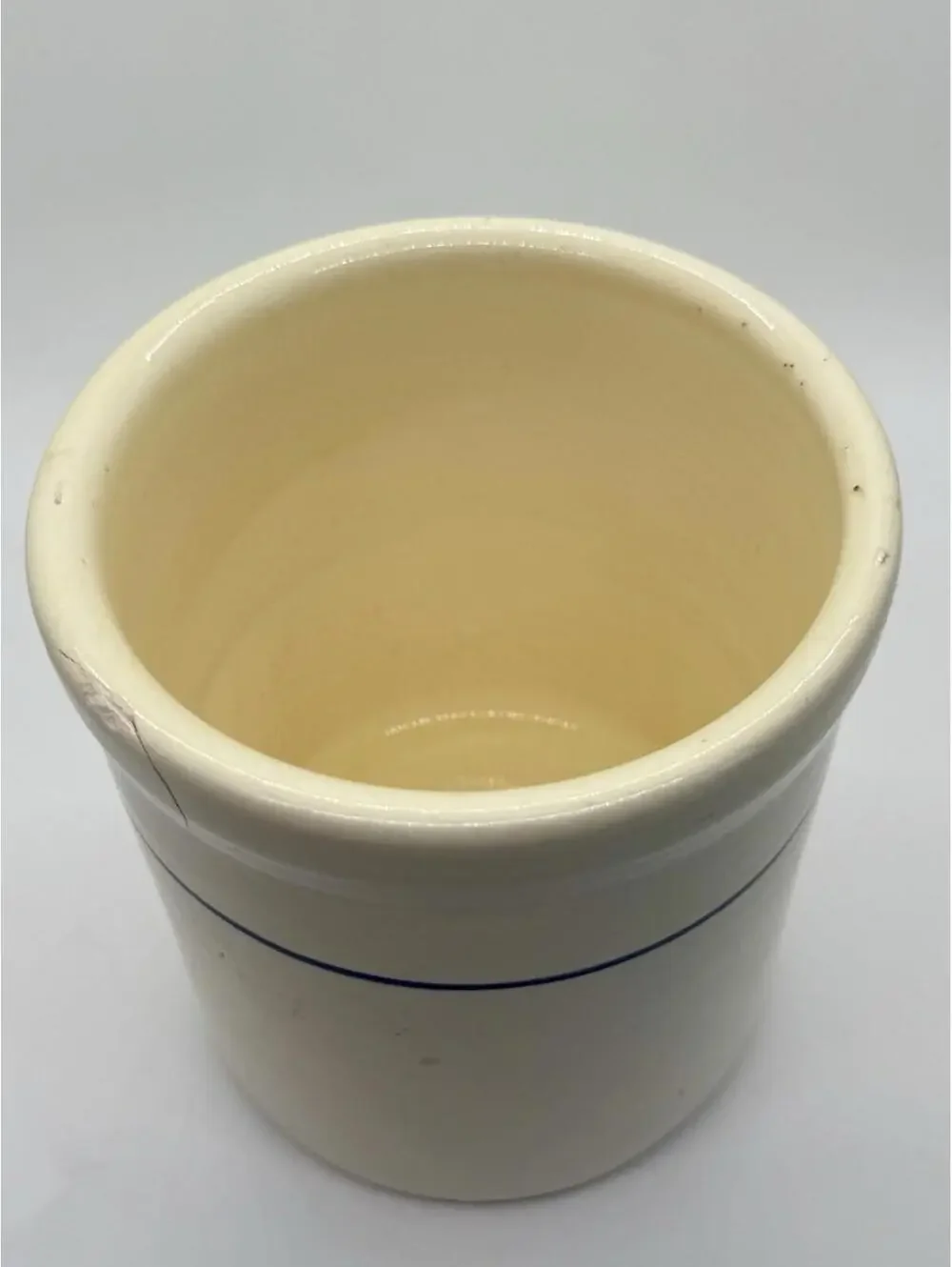 Vintage Gaetano Pottery Crock California USA White Blue Stripe 5.25